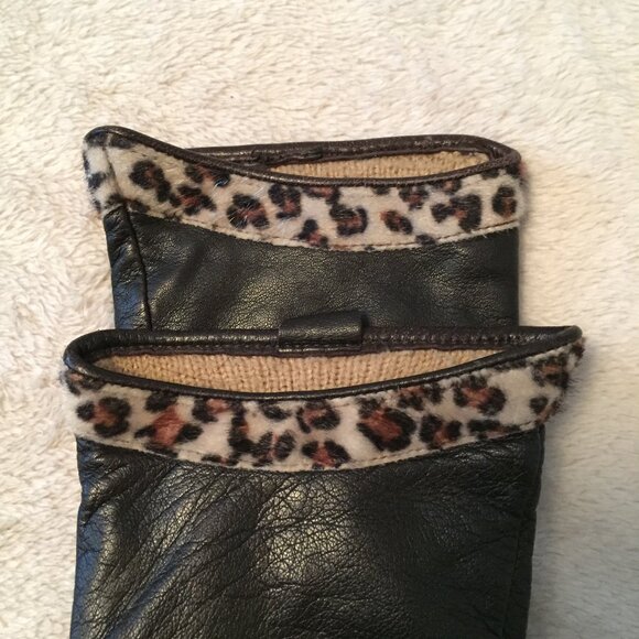 Black Leather gloves  sz 7.5 - Picture 3 of 8